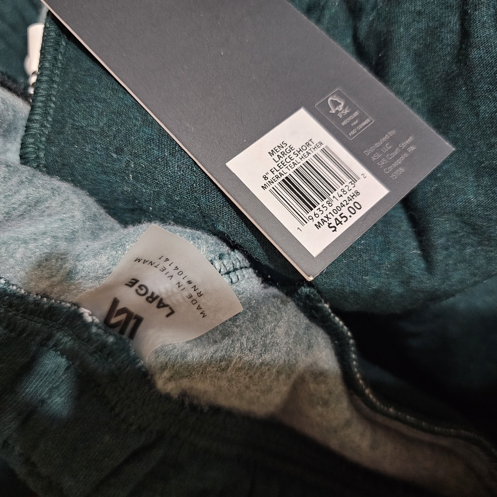 Mens Shorts VRST 8" Fleece Short Mineral Teal Heather New with Tag - Picture 7 of 15
